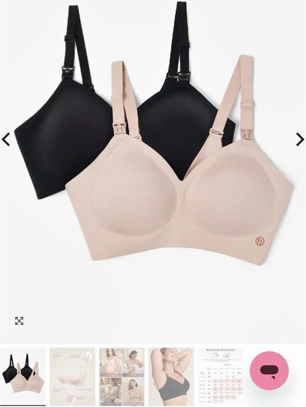 Momcozy Ultra Soft Seamless Nursing Bra YN21 Pink & Black and Jelly Strip Seamle
